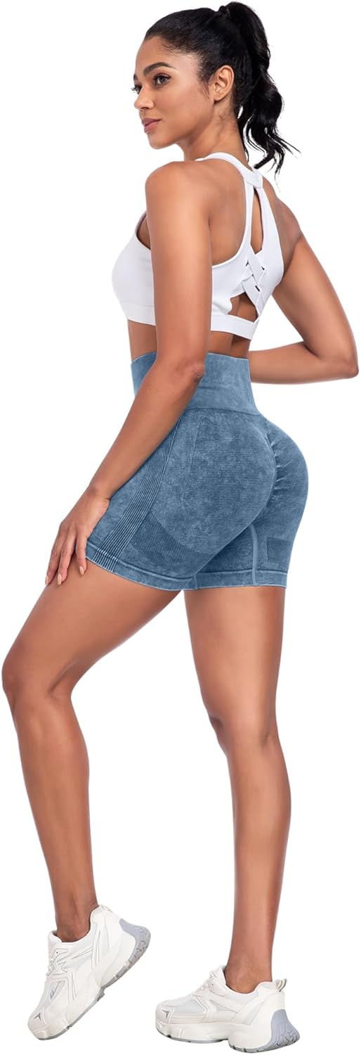 3 Piece Workout Shorts Women Seamless Scrunch Butt Lifting High Waisted Gym Booty Shorts